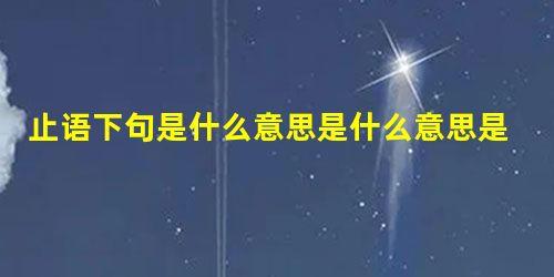 止语下句是什么意思是什么意思是什么 止语下句是什么意思是什么意思是什么
