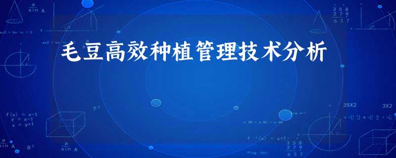 毛豆高效种植管理技术分析 毛豆高效种植管理技术分析