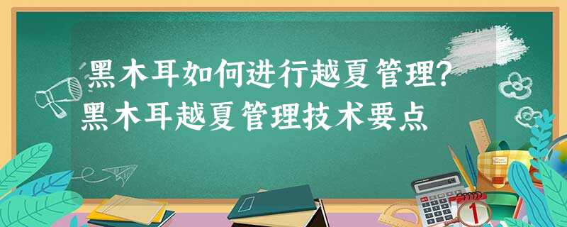 黑木耳如何进行越夏管理?黑木耳越夏管理技术要点 黑木耳如何进行越夏管理?黑木耳越夏管理技术要点