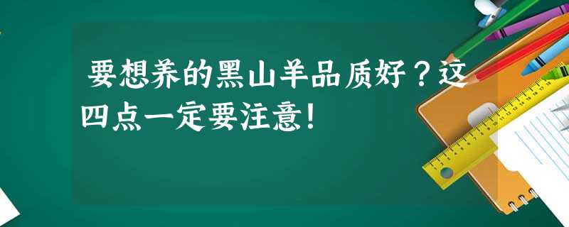 要想养的黑山羊品质好?这四点一定要注意! 要想养的黑山羊品质好?这四点一定要注意!