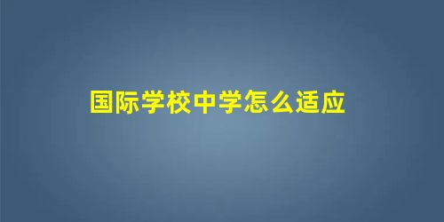 国际学校中学怎么适应 国际学校中学怎么适应