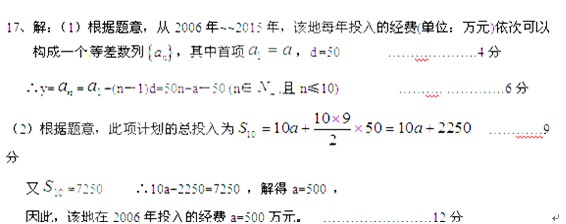 14分)某地计划从2006年起,用10年的时间创建50所“标准化学校”,已知该地在2006年投入经费为a万元,为保证计划的顺利落实,计划每年投入的经费都比上一年 14分)某地计划从2006年起,用10年的时间创建50所“标准化学校”,已知该地在2006年投入经费为a万元,为保证计划的顺利落实,计划每年投入的经费都比上一年