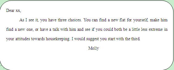 Molly信箱是一个报刊栏目,主持人Molly回答读者提出的各种问题。下列小1-5题是五位读者的来信。请从A、B、C、D、E和F中为每封来信选出最合适的回复,并 Molly信箱是一个报刊栏目,主持人Molly回答读者提出的各种问题。下列小1-5题是五位读者的来信。请从A、B、C、D、E和F中为每封来信选出最合适的回复,并