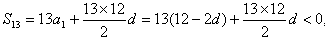 设等差数列前n项和为Sn,已知a3=12,S12>0,S13<0, 求公差d的取值范围;指出S1,S2,S3,…,S12中哪一个值最大,并说明 设等差数列前n项和为Sn,已知a3=12,S12>0,S13<0, 求公差d的取值范围;指出S1,S2,S3,…,S12中哪一个值最大,并说明