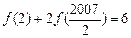 函数f(x)的定义域为(0,+∞),并且对任意正实数x,都有f(x)+2f()=3x,则f(2)=. 函数f(x)的定义域为(0,+∞),并且对任意正实数x,都有f(x)+2f()=3x,则f(2)=.
