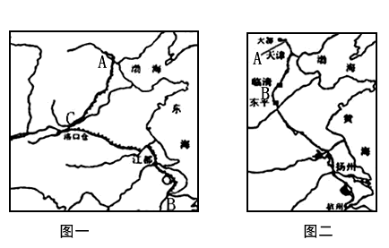 请回答:图一中A地是________今________,B地是________今________,C地是________ 图 请回答:图一中A地是________今________,B地是________今________,C地是________ 图