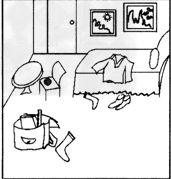 看图完成对话。This is Brad's room.A.—1. ___________? —It's on the chair.B.—Where a 看图完成对话。This is Brad's room.A.—1. ___________? —It's on the chair.B.—Where a