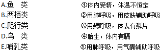 请将下列动物类群与其相对应的部分特征用线条连接起来. 请将下列动物类群与其相对应的部分特征用线条连接起来.