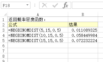 Excel NEGBINOMDIST 函数 NEGBINOMDIST 函数