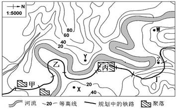 下图为某地区等高线地形图,回答下列小题。小题1:根据等高线地形图判断,图中河流的总体流向大致是A.西北向东南流B.东南向西北流C.东北向西南流D.西南向东北流小 下图为某地区等高线地形图,回答下列小题。小题1:根据等高线地形图判断,图中河流的总体流向大致是A.西北向东南流B.东南向西北流C.东北向西南流D.西南向东北流小