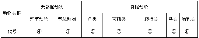 动物园里有各种各样的动物,请将下列动物进行归类,把代号填入表内。①蜜蜂 ②壁虎 ③老鹰 ④蚯蚓 ⑤中华鲟 ⑥大熊猫 ⑦青蛙 动物园里有各种各样的动物,请将下列动物进行归类,把代号填入表内。①蜜蜂 ②壁虎 ③老鹰 ④蚯蚓 ⑤中华鲟 ⑥大熊猫 ⑦青蛙