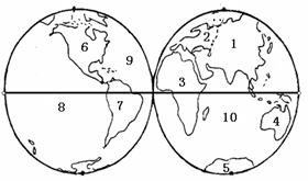 读图,回答下列问题: 填出以下数字所代表的大洲的名字: 2_____ 37填出以下数字所代表的大洋的名字: 8______10______( 读图,回答下列问题: 填出以下数字所代表的大洲的名字: 2_____ 37填出以下数字所代表的大洋的名字: 8______10______(