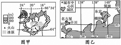 读甲、乙两幅图,回答有关问题。(1)图中所示国家:甲是________,乙是________。(2)图中比例尺较小的是________图,其所示区域范围较___ 读甲、乙两幅图,回答有关问题。(1)图中所示国家:甲是________,乙是________。(2)图中比例尺较小的是________图,其所示区域范围较___