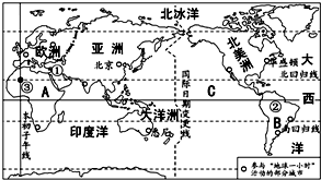 读图和下列资料,完成下列问题.资料:2010年3月28日,世界自然基金会倡导的“地球一小时”活动得到全世界80多个国家和地区响应,该活动旨在呼吁更多的人关注地球