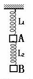 如图所示,L1、L2是劲度系数均为k的轻质弹簧,A、B两只钩码重量均为G,则静止时两弹簧伸长量之和为A.3G/k B.2G/k C.G/k D.G/2k 如图所示,L1、L2是劲度系数均为k的轻质弹簧,A、B两只钩码重量均为G,则静止时两弹簧伸长量之和为A.3G/k B.2G/k C.G/k D.G/2k