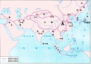 阅读以下图文材料:材料一:唐朝对外主要交通路线图材料二:据记载,当时有七十多个国家和地区与唐朝有外交关系,首都侨居有大量外国客商 阅读以下图文材料:材料一:唐朝对外主要交通路线图材料二:据记载,当时有七十多个国家和地区与唐朝有外交关系,首都侨居有大量外国客商