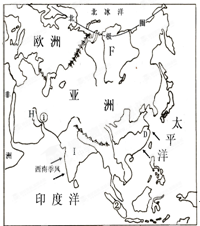 读亚洲、非洲、欧洲局部示意图,回答下列问题.据图说明,亚洲北部濒临______洋,亚洲的东部濒临______洋.西亚被称为“世界石油宝库”,其石油多