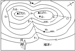 下图为某地等高线示意图。读图回答21~22题。小题1:关于下图的说法,正确的是A.甲、乙两山相对高度为2470米B.CD是山谷,EF是山脊C.H在西南坡上,阳光 下图为某地等高线示意图。读图回答21~22题。小题1:关于下图的说法,正确的是A.甲、乙两山相对高度为2470米B.CD是山谷,EF是山脊C.H在西南坡上,阳光