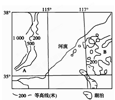 读“某地区的经纬网和等高线图”,完成下列问题。小题1:图中A地区的地貌类型是A.冲积扇B.河口三角洲C.喀斯特地貌D.沙丘小题2:图示地区春季是个多灾的季节,该 读“某地区的经纬网和等高线图”,完成下列问题。小题1:图中A地区的地貌类型是A.冲积扇B.河口三角洲C.喀斯特地貌D.沙丘小题2:图示地区春季是个多灾的季节,该