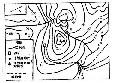 读图,完成~题。要在海边建油港码头,应建在A处还是B处?为什么?现欲从油矿区向油港铺设输油管道,线路如图中虚线所示,请说明理由。 读图,完成~题。要在海边建油港码头,应建在A处还是B处?为什么?现欲从油矿区向油港铺设输油管道,线路如图中虚线所示,请说明理由。