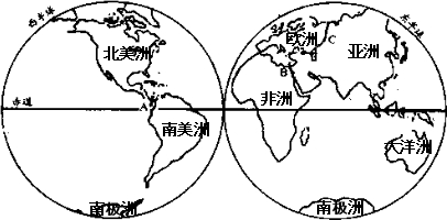 读“七大洲分布图”,完成下列问题:在图中填出七大洲名称:写出图中字母所示的洲界名称:A、______B、______C、______. 魔方格