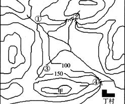 读某区域等高线地形图(单位:米),以下关于图示信息的描述,正确的是A.图中有两处陡崖,故可以形成两处瀑布B.图中给出的①②③④四条支流,有两处存在画法错误C.若 读某区域等高线地形图(单位:米),以下关于图示信息的描述,正确的是A.图中有两处陡崖,故可以形成两处瀑布B.图中给出的①②③④四条支流,有两处存在画法错误C.若