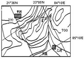 读某地等高线示意图),回答9~10小题。小题1:图中河流的流向为( )A.先向南,再向西南B.向北C.先向东南,再向南D.向南小题2:甲村到乙村的直线距离约为( 读某地等高线示意图),回答9~10小题。小题1:图中河流的流向为( )A.先向南,再向西南B.向北C.先向东南,再向南D.向南小题2:甲村到乙村的直线距离约为(