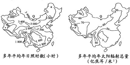 随着化石能源的日益减少、环境污染的日益严重,可再生能源(特别是太阳能)产业获得了前所未有的发展机遇。下图示意我国多年平均年日照时数和年太阳总辐射量分布,读图及相 随着化石能源的日益减少、环境污染的日益严重,可再生能源(特别是太阳能)产业获得了前所未有的发展机遇。下图示意我国多年平均年日照时数和年太阳总辐射量分布,读图及相