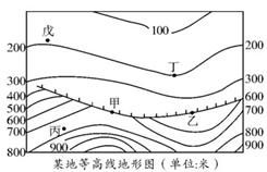 该图中最易形成瀑布的地点是( )A.甲 B.乙C.丙 D.丁 该图中最易形成瀑布的地点是( )A.甲 B.乙C.丙 D.丁