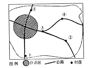 2005年秋,世界一些地区爆发了严重的禽流感,我国政府采取了严格的防御对策:疫情发生地3km内强制免疫;10km内活禽市场必须关闭。读我国某乡镇禽流感疫情分布图 2005年秋,世界一些地区爆发了严重的禽流感,我国政府采取了严格的防御对策:疫情发生地3km内强制免疫;10km内活禽市场必须关闭。读我国某乡镇禽流感疫情分布图