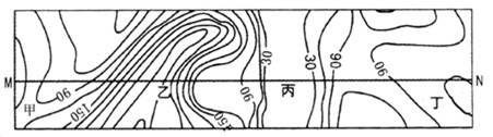 该图为某地区等高线地形图,读图完成问题。小题1:图中“M-N”一线沿途( )A.高差最大达300米B.海拔最低处为30米C.丙处为谷地D.经过两个 该图为某地区等高线地形图,读图完成问题。小题1:图中“M-N”一线沿途( )A.高差最大达300米B.海拔最低处为30米C.丙处为谷地D.经过两个