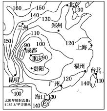 2011年9月16日,以“绿色能源引领未来”为主题的第二届中国·德州太阳能开发利用博览会16日在“中国太阳谷”开幕。读“我国太阳年辐射总量分布局部图”,回答下列 2011年9月16日,以“绿色能源引领未来”为主题的第二届中国·德州太阳能开发利用博览会16日在“中国太阳谷”开幕。读“我国太阳年辐射总量分布局部图”,回答下列