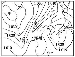 读北半球某地海平面等压线分布图,回答问题。(8分)(1)从气压状况看,甲处为________;从气流分布状况看,乙处为________。(4分)(2)此时,西安 读北半球某地海平面等压线分布图,回答问题。(8分)(1)从气压状况看,甲处为________;从气流分布状况看,乙处为________。(4分)(2)此时,西安