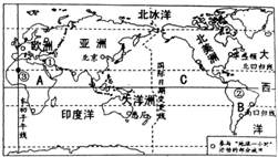 2010年3月28日,全球4000多座城市参与“地球一小时关灯”接力活动.读下图完成下列问题.关灯接力活动从大洋洲开始,经亚洲、欧洲、A______洲、B 魔方格