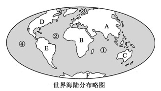读“世界海陆轮廓略图”,完成下列各题。地球表面分为海洋和陆地,陆地面积约占_______%。按要求填写地理事物名称:I在字母A、B、C、D、 读“世界海陆轮廓略图”,完成下列各题。地球表面分为海洋和陆地,陆地面积约占_______%。按要求填写地理事物名称:I在字母A、B、C、D、
