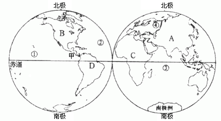 读下图回答问题。按东两半球划分:______半球陆地面积大,按南北半球划分:______半球海洋面积大。图中表示的是东西半球还是南北半球:____ 读下图回答问题。按东两半球划分:______半球陆地面积大,按南北半球划分:______半球海洋面积大。图中表示的是东西半球还是南北半球:____