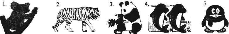 你能用学过的词描述下列动物的特点吗? 1.______2.______3.______4.______5.______ 你能用学过的词描述下列动物的特点吗? 1.______2.______3.______4.______5.______