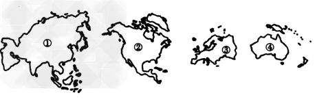 读下列四大洲图,完成要求。①大洲是________,②大洲是__________,④大洲的是________。(2 读下列四大洲图,完成要求。①大洲是________,②大洲是__________,④大洲的是________。(2