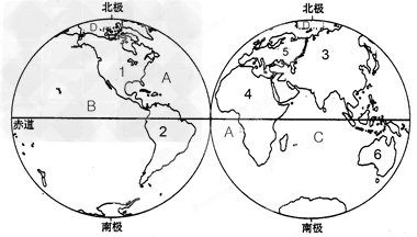 下图是东西半球图,读图回答下列问题。写出四大洋的名称:A、_____洋;B、_____洋; C、_____洋;D、_____洋。写出七大洋的 下图是东西半球图,读图回答下列问题。写出四大洋的名称:A、_____洋;B、_____洋; C、_____洋;D、_____洋。写出七大洋的