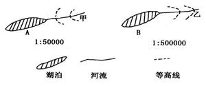 下图为“我国南方某地区等高线地形示意图”。读图回答题。小题1:关于两图中河湖补给关系的说法,正确的是A.甲河补给A湖B.A湖补给甲河C.B湖补给乙河 下图为“我国南方某地区等高线地形示意图”。读图回答题。小题1:关于两图中河湖补给关系的说法,正确的是A.甲河补给A湖B.A湖补给甲河C.B湖补给乙河