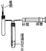在今年5月31日世界无烟日宣传活动中,某学生设计了如图所示的实验装置.该装置中的澄清石灰水可以检验香烟燃烧是否有______气体生成.为了使香烟燃烧产生的气体通 魔方格