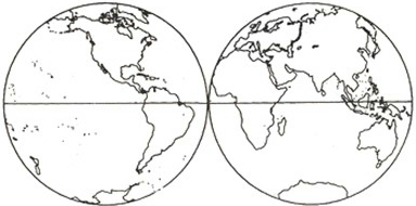 在图中适当位置填出世界七大洲四大洋的名称. 魔方格