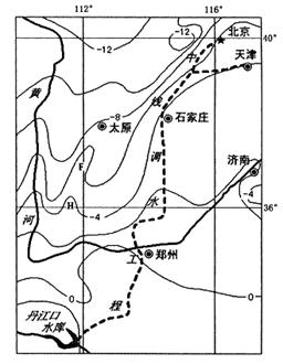 读图,完成(1) 图中所示季节应为。此时我国的气温分布特点是。(2) 图中F、H两地气温比同纬度两侧地区气温,其形成的自然原因是________ 读图,完成(1) 图中所示季节应为。此时我国的气温分布特点是。(2) 图中F、H两地气温比同纬度两侧地区气温,其形成的自然原因是________