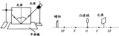 在进行光学实验的探究过程中:小明同学用如图所示的装置,研究光的反射规律,其中有一个可折转的光屏,这个光屏在实验中除了能呈现光外,另一个重要作用是:____ 魔方格