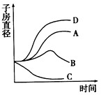 如图表示同一植物的四枚子房生长的曲线图,其中A、B已授粉,C、D末授粉,请回答:(1)进行单性结实的子房是_________,处 如图表示同一植物的四枚子房生长的曲线图,其中A、B已授粉,C、D末授粉,请回答:(1)进行单性结实的子房是_________,处