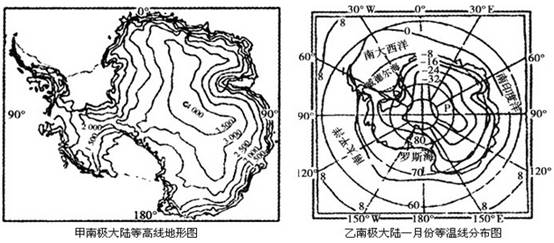 读利用遥感技术绘制的南极大陆等高线和等温线分布图。回答下列问题。说出两图中等高线和等温线分布的共同特点。分析乙图中P处气温极低的原 读利用遥感技术绘制的南极大陆等高线和等温线分布图。回答下列问题。说出两图中等高线和等温线分布的共同特点。分析乙图中P处气温极低的原