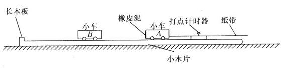 某同学设计了一个用打点计时器做“探究碰撞中的不变量”的实验:在小车A的前端粘有橡皮泥,推动小车A使之做匀速运动,然后与原来静止在前方的小车B相碰并粘合成一体,继 某同学设计了一个用打点计时器做“探究碰撞中的不变量”的实验:在小车A的前端粘有橡皮泥,推动小车A使之做匀速运动,然后与原来静止在前方的小车B相碰并粘合成一体,继