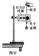 某同学验证打点计时器打点频率是否为50Hz,用图甲所示装置进行实验,让重物自由落下,图乙所示是打点计时器打出纸带中的一部分。(1) 实验时该纸带的_______ 某同学验证打点计时器打点频率是否为50Hz,用图甲所示装置进行实验,让重物自由落下,图乙所示是打点计时器打出纸带中的一部分。(1) 实验时该纸带的_______