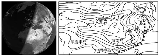 下面左图展现了某一时刻地球晨昏线的分布,右图为该时刻亚洲部分地区气压分布图,据图回答下列问题。说出最初获得左图资料的地理信息技术。据图中信息 下面左图展现了某一时刻地球晨昏线的分布,右图为该时刻亚洲部分地区气压分布图,据图回答下列问题。说出最初获得左图资料的地理信息技术。据图中信息