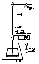 某同学使用如图所示的装置来验证“机械能守恒定律”。(1)下面是操作步骤:a.按图安装器材;b.松开铁夹,使重物带动纸带下落;c.接通打点计时器电源,使计时器开始 某同学使用如图所示的装置来验证“机械能守恒定律”。(1)下面是操作步骤:a.按图安装器材;b.松开铁夹,使重物带动纸带下落;c.接通打点计时器电源,使计时器开始